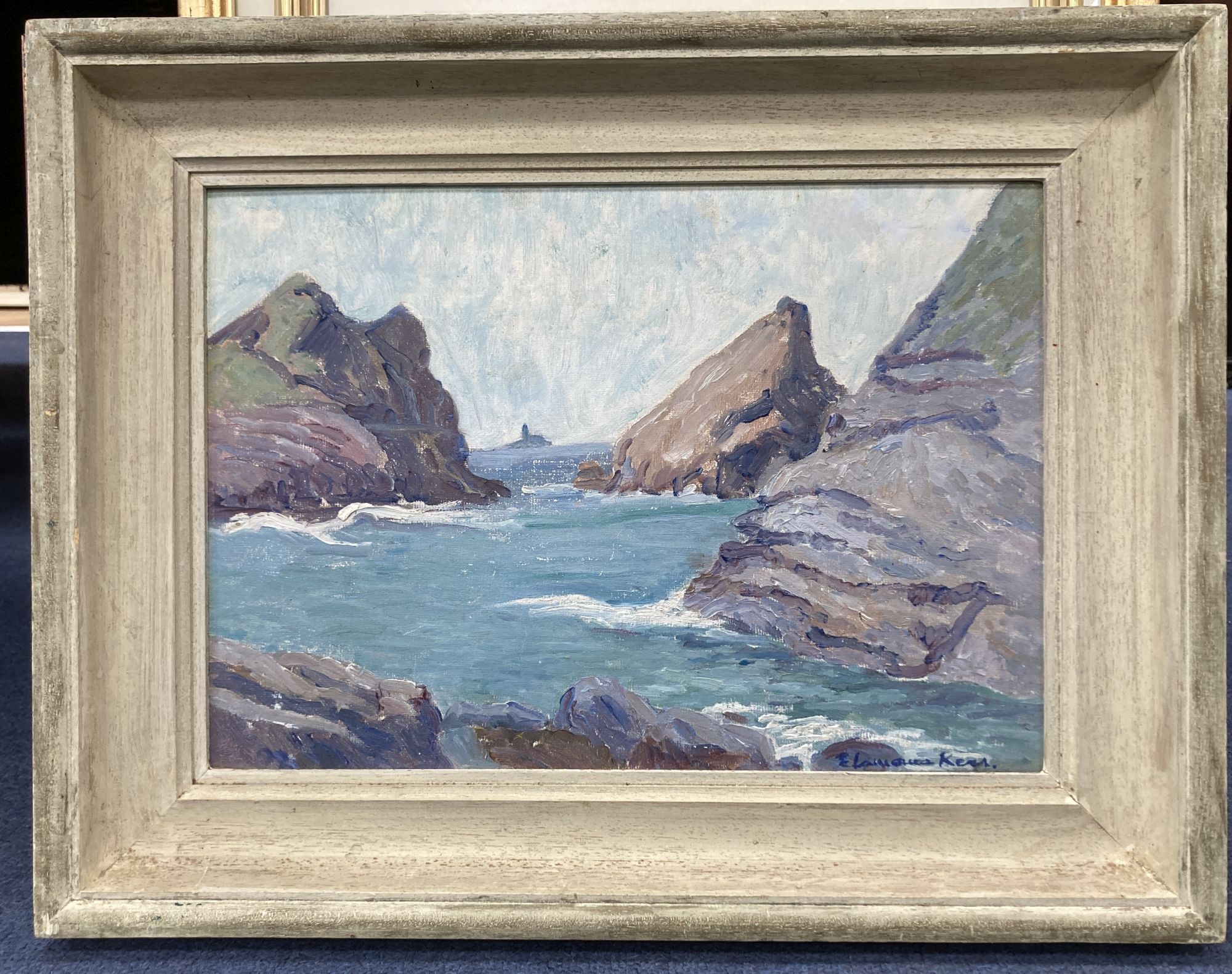Elizabeth Lamorna Kerr (1905-1990) oil on board, Coastal landscape, signed, 24 x 34cm.